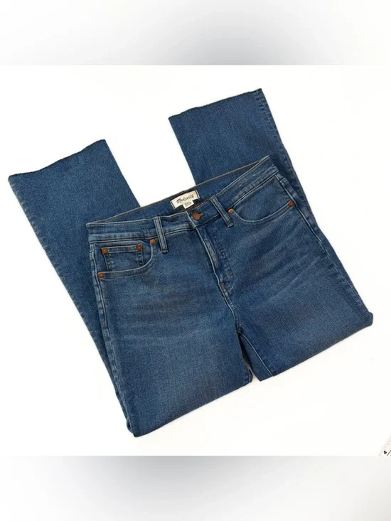 Madewell Jeans Womens 29 Mid Rise Kick Out Crop Stretch Raw Hem - Picture 2 of 12